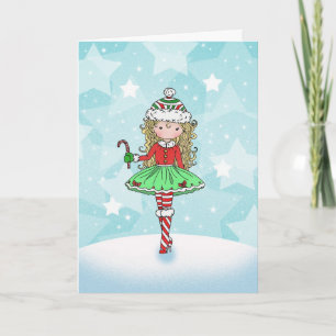 Het Meisje van de kerstkaart met Candycane Feestdagen Kaart