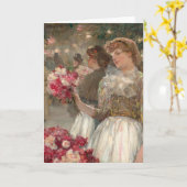 Het meisje van Peony | Childe Hassam Kaart (Gele Bloem)