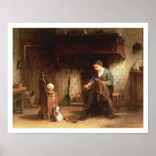 Het Mending van de Netten (olie op paneel) Poster (Voorkant)