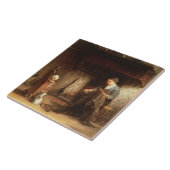 Het Mending van de Netten (olie op paneel) Tegeltje (Zijkant)