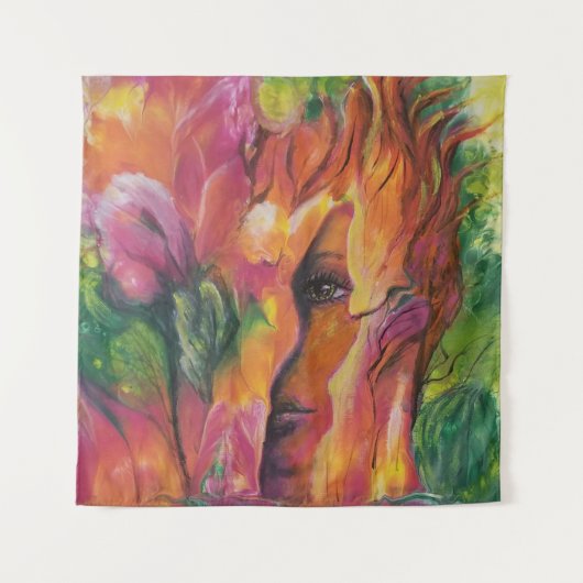 Het mengen in het Sinaasappel Wandkleed (Voorkant)