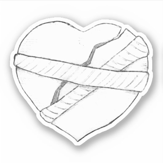 Het mengen van een Gebroken Schets van het Hart Sticker (Voorkant)