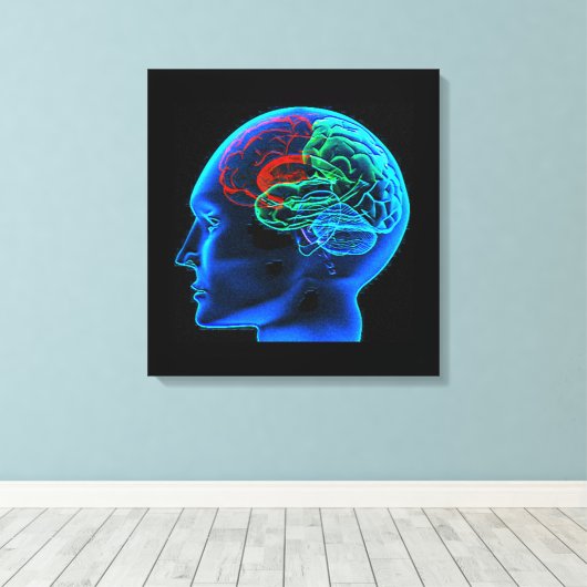 Het menselijk brein stretched canvas print (Insitu (Houten vloer))