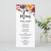 Het menu Autumn Burgundy Blush Floral Blossom Wedd (Staand voorkant)