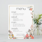 Het Menu-Bloemen van de bruiloft & Gold lijst Menu (Staand voorkant)