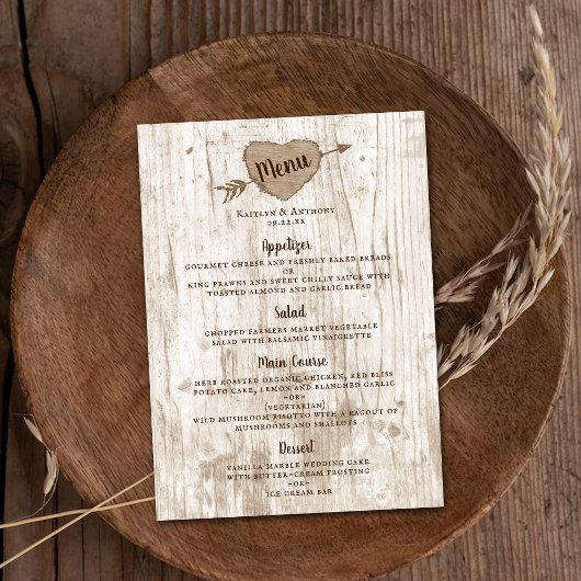 Het menu Collectie van het carved Heart Wedding