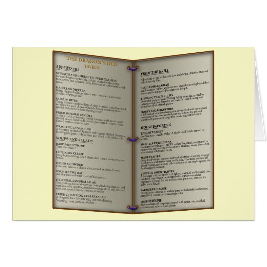 Het menu Den Tavern van Dragon (Voorkant Horizontaal)