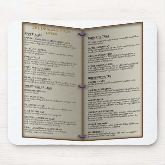 Het menu Den Tavern van Dragon Muismat (Voorkant)