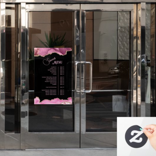 Het menu Hot Pink Agate Services Raamsticker (Kantoordeur)