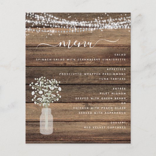 Het menu Rustic Baby's van het budget Rustic Strin (Voorkant)