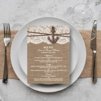 Het menu Rustic Nautical Anchor Wedding Collectie