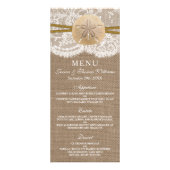 Het menu Rustic Sand Dollar Wedding Collectie (Voorkant)