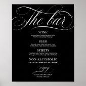 Het Menu Signaal van de Bar van de bruiloft zwart- Poster (Voorkant)
