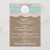 Het menu Turquoise Sand Dollar Wedding Collectie (Voorkant)