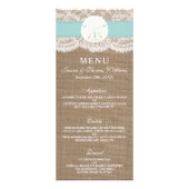 Het menu Turquoise Sand Dollar Wedding Collectie (Voorkant)