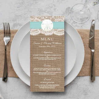 Het menu Turquoise Sand Dollar Wedding Collectie