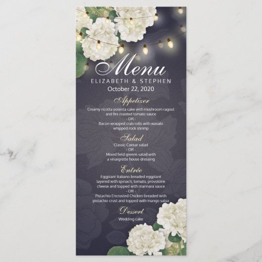 Het menu van de Blauwe Weddenschap van de Lichten (Voorkant)