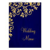 Het menu van de bruiloft blauw en gouden brocade k (Voorkant)