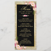 Het Menu van de bruiloft Classy Floral Gold Glitte (Voorkant)