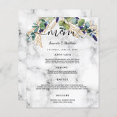 Het Menu van de bruiloft eucalyptus greenery marbl (Voorkant / Achterkant)