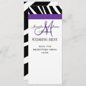 Het Menu van de bruiloft Kaarten Paarse Monogram Z (Voorkant / Achterkant)
