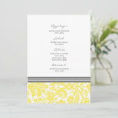 Het Menu van de bruiloft Lemon Gray Damask Pattern (Staand voorkant)