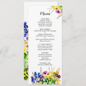 Het menu van de bruiloft met zomerbloemen (Voorkant / Achterkant)