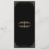 Het Menu van de bruiloft Zwarte Elegant Deco Gold  (Achterkant)