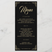 Het Menu van de bruiloft Zwarte Elegant Deco Gold  (Voorkant)