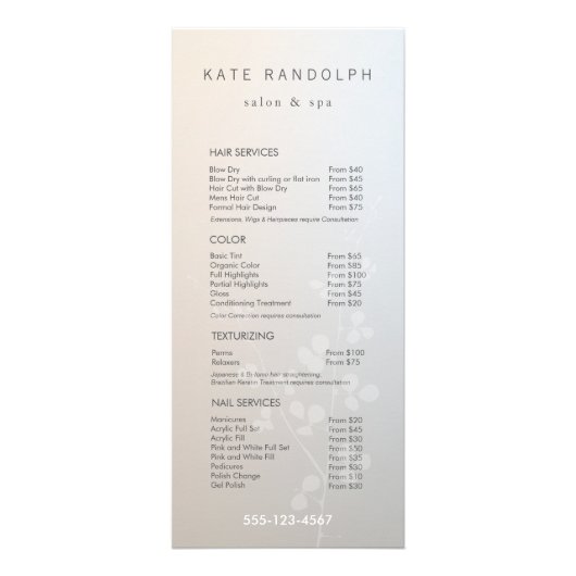 Het menu van de Dienst van de Lijst van de Prijsli (Voorkant)