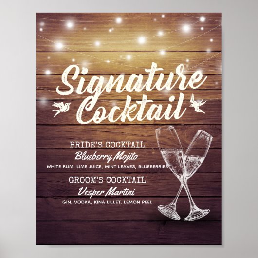 Het Menu van de Drink van de Handtekening van het Poster (Voorkant)