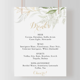 Het menu van de Drinken van het huwelijk Gold Gree Poster