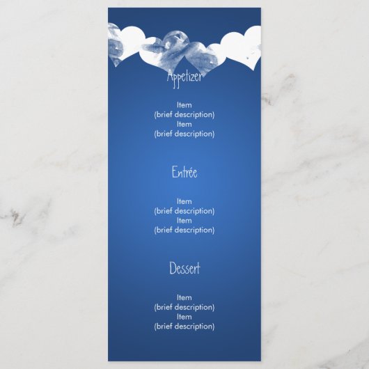 Het Menu van de weddenschap Grunge Harten Blauw (Achterkant)