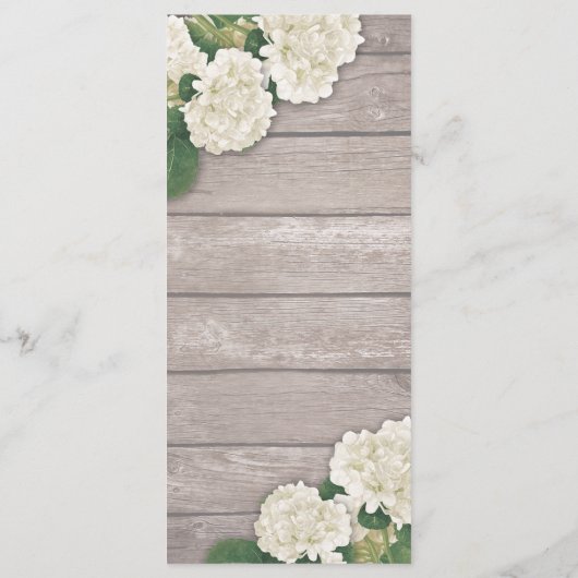 Het Menu van de weddenschap Hydrangea Flowers Wood (Achterkant)