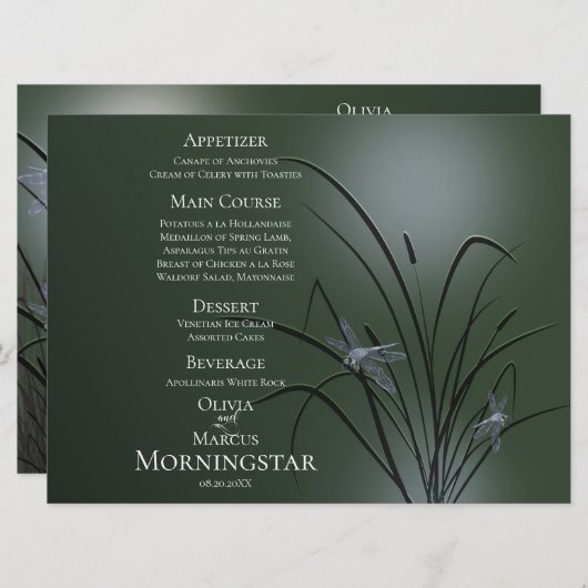 Het Menu van de Weddenschap Programma | Sage Green (Voorkant / Achterkant)