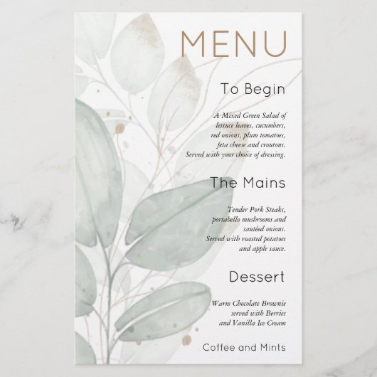 Het menu Waterverf van de Bigantie van de Bouw van (Voorkant)