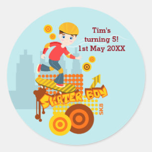 Het met een skateboard rijden van kindpartij ronde sticker