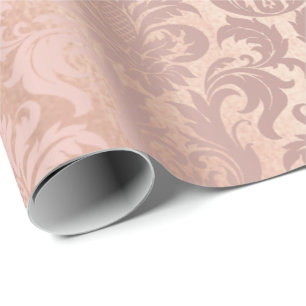 Het metaal Roze nam Goud bloost het Damast van het Cadeaupapier