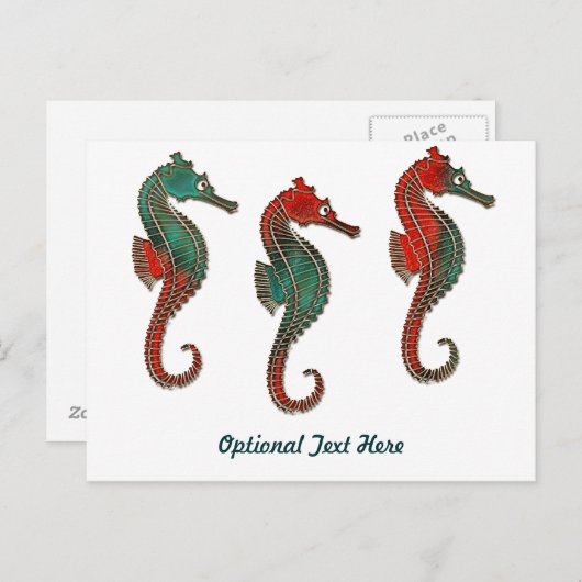 Het metaal Trio van Seahorse van Kerstmis Feestdagenkaart (Voorkant / Achterkant)