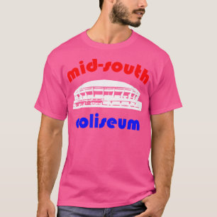 Het Mid-South Colosseum rood-wit-blauw Logo T-shirt