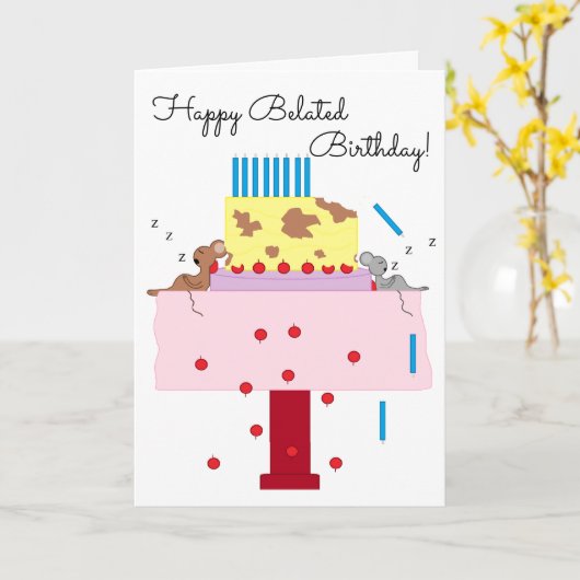 Het middagdutje: Verlate verjaardag blanco Kaart (Gele Bloem)