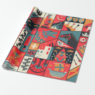 Het middeleeuwse patroon naadloos ontwerp. Verkleu Cadeaupapier