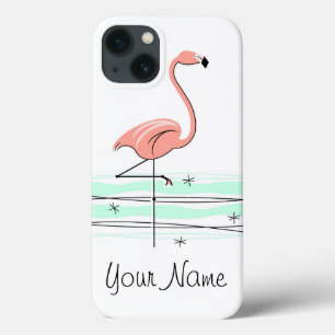 Het Minihoesje van de "Naam" van de flamingo iPad iPhone 13 Hoesje