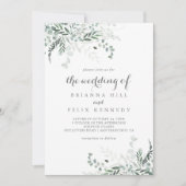 Het minimalistische groen van Eucalyptus Bruiloft Kaart (Voorkant)