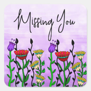 Het missen van u  Sticker van het Vierkant van Vlo