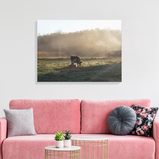Het mistige platteland canvas afdruk (Insitu (Woonkamer))