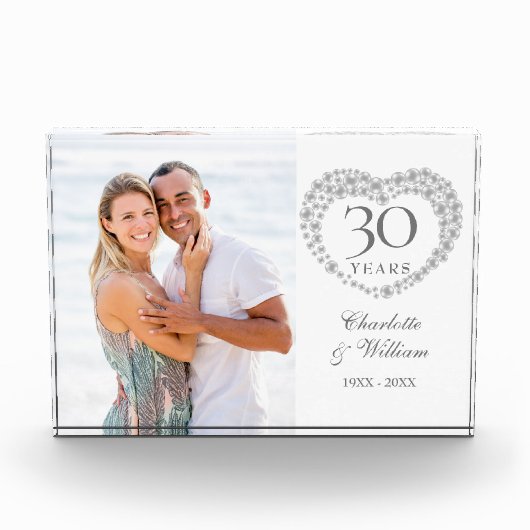 Het moderne 30e Jubileum Pearl Heart Fotoblokken (Voorkant)