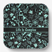 Het moderne aquablauwe biochemieleven is complex papieren bordje (Voorkant)