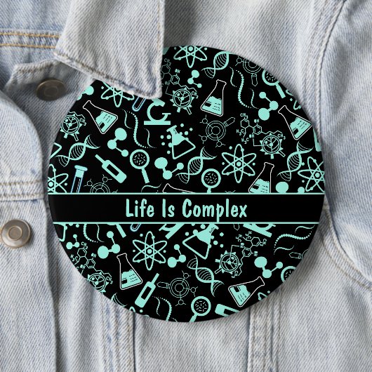 Het moderne aquablauwe biochemieleven is complex ronde button 6,0 cm (In situ)