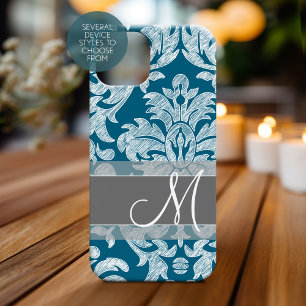 Het moderne Blauw en Grijze Patroon van het Damast Case-Mate iPhone 14 Hoesje